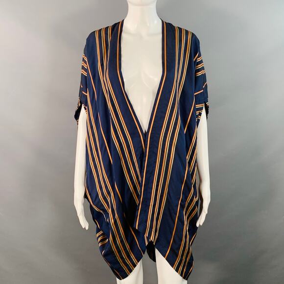 ZERO + MARIA CORNEJO Size M Navy Orange Yellow Stripe Kimono Cardigan - Picture 1 of 5